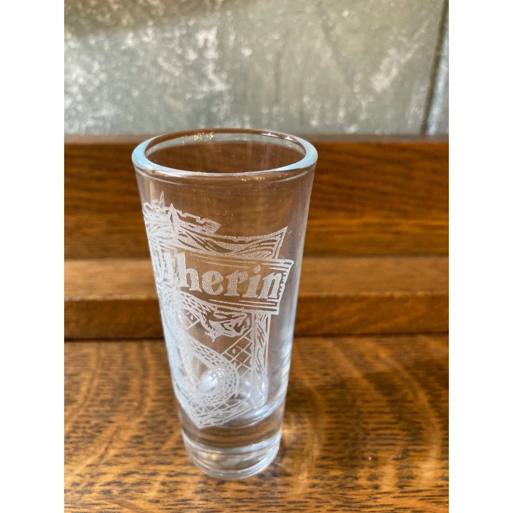 Harry Potter Slytherin Etched Crest Shot Glass Clear Wizarding World Shooter 4in